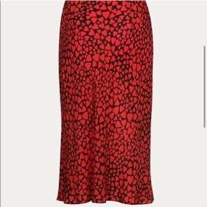 Réalisation Par Naomi Silk Slip Skirt with Red Hearts
